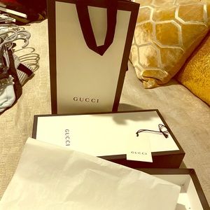 Authentic Gucci box, tissue paper, tag & bag.